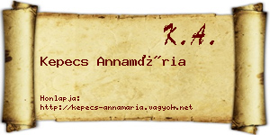 Kepecs Annamária névjegykártya