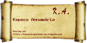 Kepecs Annamária névjegykártya